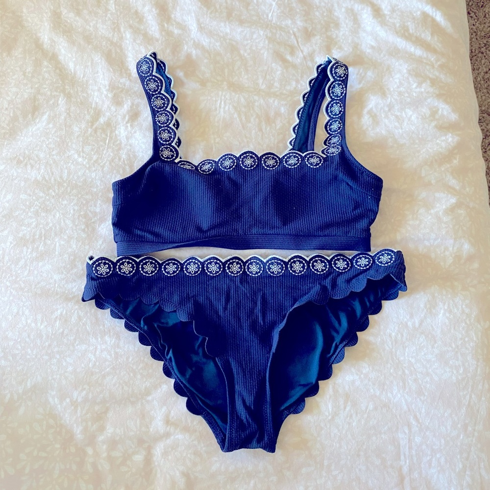 Jessica Simpson Navy Scalloped Bikini Set